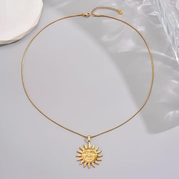 Neiman Marcus 18K Gold Plated Aztec Sun Pendant Necklace - Picture 5 of 5